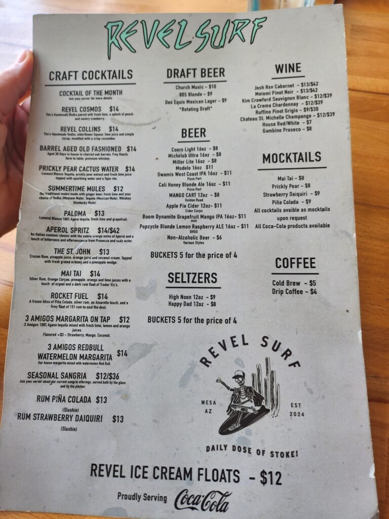 revel surf menu