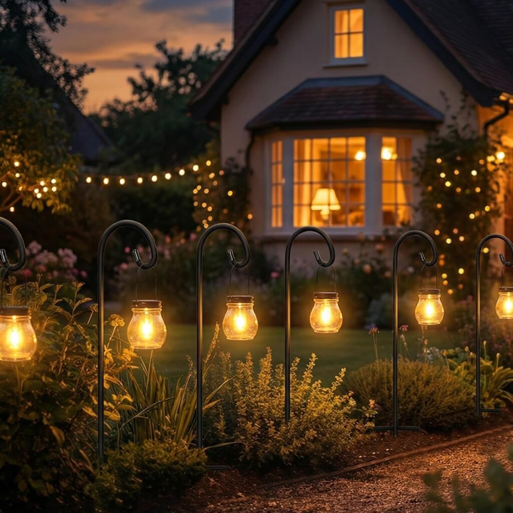 shepards hook with mason jars