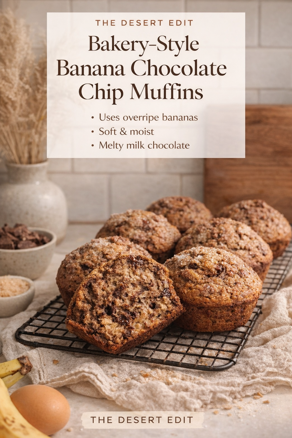 banana chocolate chip muffins fresh out of oven